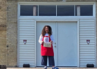 Anna at Mrs. Olson’s Lefse building just north of Gonvick.