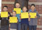 April Elementary Students of the Month Pictured from left to right: Luke Dahlke, Amelia Machitt,  Sam Wishard, Gracie Compton, Matthew Londo. Not pictured: Kristian Woodruff, Mya Engen.